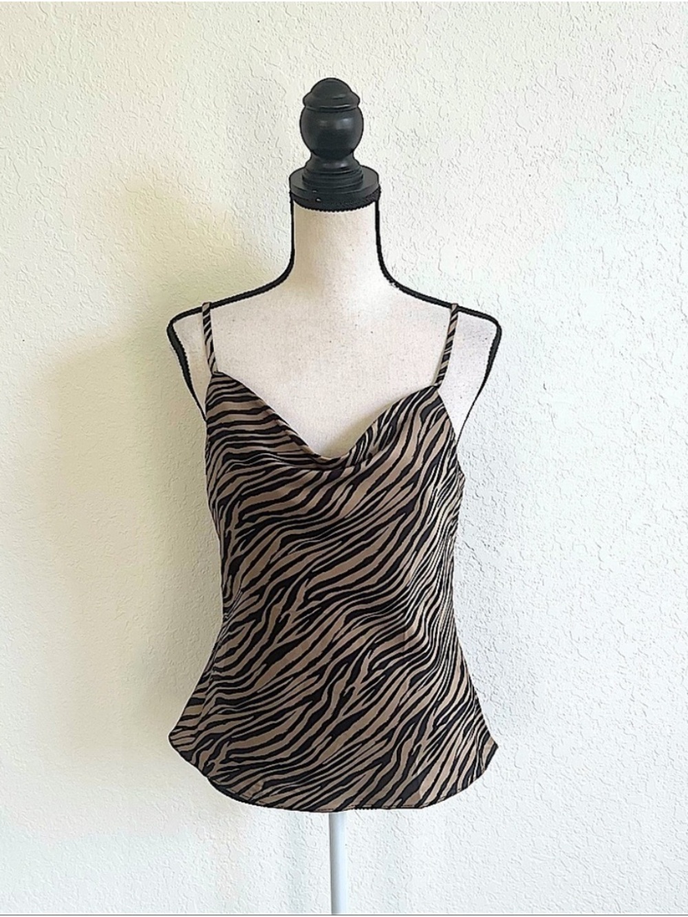 OLM Brown Zebra Print Cowl Neck Camisole
